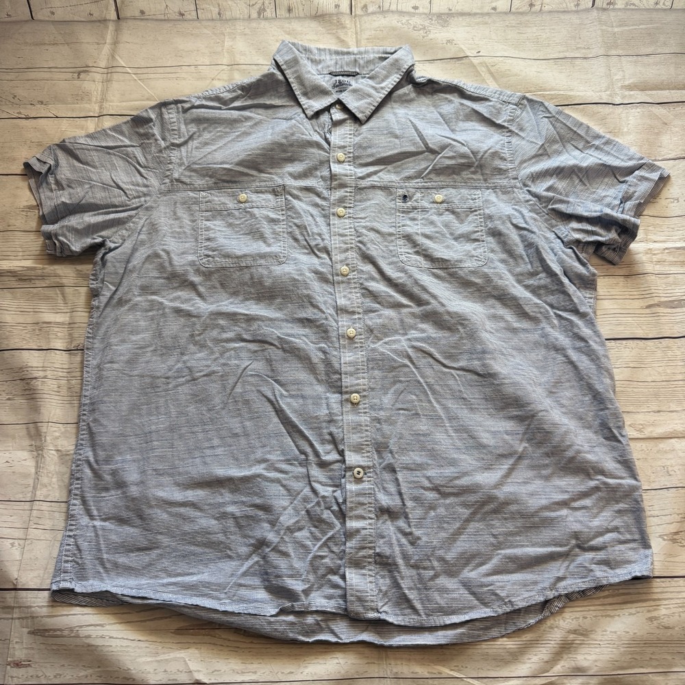 IZOD Saltwater Button Up Shirt Pockets Striped‎ Blue Men's Size 2XL